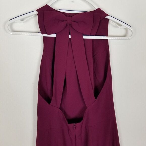 Dress the Population Women Emme Back Bow Sheath Cocktail Dress Size S Wine - Picture 5 of 8